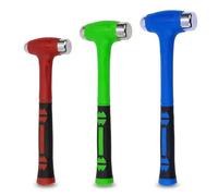 WELZH Smasher Ball Pein Hammer Set 3pc 16oz 32oz 48oz Dead Blow Impact Control Shot Filled Head Steel Shaft Non Slip Grip Chemical Resistant for Suspension Chassis Brake Metalwork Garage Workshop