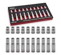 WELZH Socket Assortment 20pc 3/8in Drive 10mm Deep and Shallow Chrome Vanadium Sockets with Corrosion Resistant Finish Supplied in Organiser for Automotive Mechanical Professional Workshop Use 6407-WW