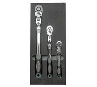 Welzh Werkzeug Extendable Lockable Flexi Head Ratchet Set 1/4 3/8 1/2 72 Tooth