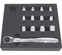 Welzh Werkzeug Super Slim Ratchet & Socket Set For Tight Spaces 3/8" 8-19mm 3736