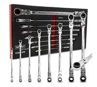 WELZH XL Ratchet Spanner Set Flexi Head Extended Reach Multi Lok Profile 8 24mm Dual Size Chrome Vanadium Automotive Aviation Industrial Service Professional Workshop Use 44504-WW