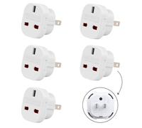 WEMAK UK to US Plug Adaptor - UK to Australia Plug Adapter | Universal Travel Adapter Worldwide | Converts UK to USA-CA-MX & More | Rotatable Pins Travel Plug Converts UK to AU-NZ-CN & More (5 Pack)