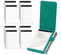 WEMATE 10 Pieces Notepad Holder Set Pocket Notebook - Included Mini Pocket Notepad Holder Set with 8 Memo Book Refills and Metal Pen for Meetings, Daily Records, and Notes 3 x 5 Inch (Green)