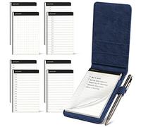 WEMATE 10 Pieces Notepad Holder Set Pocket Notebook - Included Mini Pocket Notepad Holder Set with 8 Memo Book Refills and Metal Pen for Meetings, Daily Records, and Notes 3 x 5 Inch (Blue)