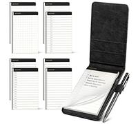 WEMATE 10 Pieces Small Notepad Holder Set Pocket Notebook - Included Mini Pocket Notepad Holder Set with 8 Memo Book Refills and Metal Pen for Meetings, Daily Records, and Notes 3 x 5 Inch (Black)
