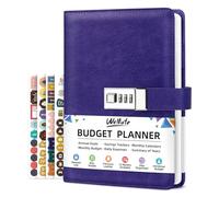 WEMATE Budget Planner 2025 with Lock, Monthly Budget Book with Expense Tracker Notebook, Undated Financial Planner to Manage Your Money, A5 Leather Account & Budget Book, Purple