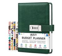 WEMATE Budget Planner 2026 with Lock, Monthly Budget Book with Expense Tracker Notebook, Undated Financial Planner to Manage Your Money, A5 Leather Account & Budget Book, Dark Green