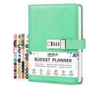 WEMATE Budget Planner 2026 with Lock, Monthly Budget Book with Expense Tracker Notebook, Undated Financial Planner to Manage Your Money, A5 Leather Account & Budget Book, Green