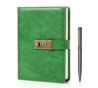 WEMATE Diary with Lock, A5 Journal with Lock 240 Pages, Locking Journal with Pen & Gift Box, Lockable Diary Planner Organizer for Men and Women, 8.6x5.8in (Grass Green)