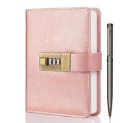 WEMATE Diary with Lock, A6 PU Leather Diary with Lock, 192 Pages, Lock Journal, Password Notebook with Pen & Gift Box, Planner Organiser for Men and Women