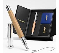 WEMATE Fountain Pen Set, Fine Nib, 20 Ink Cartridges(10 Black&10 Blue), 1 Ink Converter, Smooth Writing, No Skips, Nice Gift for Men, Women, Cool Wood Fountain Pen for Writing, Calligraphy