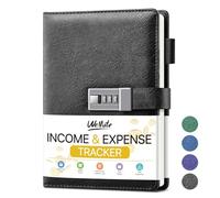 WEMATE Income and Expense Tracker, Accounting Ledger Book for Small Business & Personal Use, Undated Bookkeeping Record Book- 53 Weeks, A5 Leather Ledger Book, 8x6Inch, Black