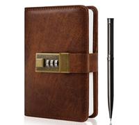 WEMATE Journal with Lock, Diary with Lock 192 Pages, Password Notebook, Pen & Gift Box - Perfect for Men and Women - 4.3X 6.18in Brown Keep Your Secrets Safe