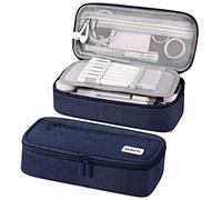 WEMATE Large Pencil Case Aesthetic, Big Capacity Canvas Pencil Pouch with Zipper, Pencil Case for Girls & Boys, Navy Blue, School Supplies