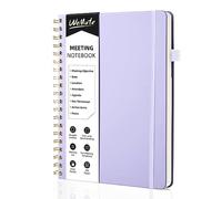 WEMATE Meeting Notebook B5 (7"x10") - PU Leather Planner Notebook with Agenda, Action Items & Notes - 200 Pages for Men&Women, Staff and Students, Meeting, Projects Planning - Light Purple