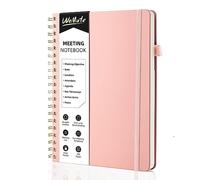 WEMATE Meeting Notebook B5 (7"x10") - PU Leather Planner Notebook with Agenda, Action Items & Notes - 200 Pages for Men&Women, Staff and Students, Meeting, Projects Planning - Rose Gold