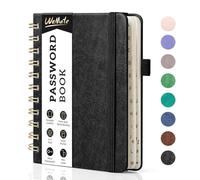 WEMATE Password Book with Alphabetical Tabs, Small 12 x 15cm - Black