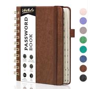 WEMATE Password Book with Alphabetical Tabs, Small 12 x 15cm - Brown
