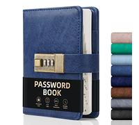 WEMATE Password Book with Lock, Password Book with Alphabetical Tabs 600+ Password Spaces, and Password Organizer Logbook with Lock, Password Keeper for Computer & Website Logins (4.33x6.18in) Blue