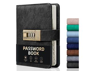 WEMATE Password Book with Lock, Password Book with Alphabetical Tabs 600+ Password Spaces, Password Logbook with Lock, Password Keeper for Computer 4.33 X 6.18 Inch Black