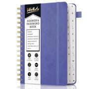 WEMATE Spiral Address Book with Alphabetical Tabs, Leather Password Book, Address Organizer Telephone Notebook Journal Keep Contact Safe Hardcover Large Print for Seniors Home Office