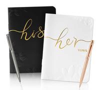 WEMATE Vow Books His and Hers,Wedding Vow Book with Gold Foil and 2 Pens, Wedding Essentials, Beautiful Wedding Present Stuff - Black and White