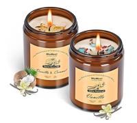 WEMEET 7oz Candles for Home Scented, 2Pack Natural Soy Candles with Crystals, Non Toxic, Vanilla & Coconut Vanilla Candle, Ideal for Creating a Relaxing Ambiance