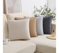 WEMEON Decorative Velvet Throw Pillow Covers 20x20 Set of 4,Solid Color Pillows Soft Decorative Square Couch Pillow Covers,Mix and Match Home Decor for Sofa Bedroom Car Couch (Neutral)