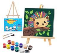 WEMEON Hedgehog Paint by Numbers Kit for Children with Framed and Easel- Easy Paint by Number Crafts for Kids Ages 4-8-12, Simple Painting Kits for Kids for Gift Home Wall Decor(8x8Inch)