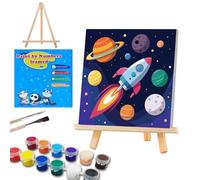 WEMEON Rocket Paint by Numbers Kit for Children with Framed and Easel- Easy Paint by Number Crafts for Kids Ages 4-8-12, Simple Painting Kits for Kids for Gift Home Wall Decor(8x8Inch)