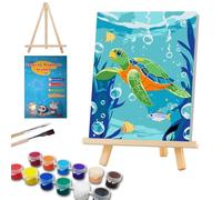 WEMEON Seaturtle Paint by Numbers Kit for Children with Framed and Easel, Easy Paint by Number Crafts for Kids Ages 4-8-12, Simple Painting Kits for Kids for Gift Home Wall Decor(8x12Inch)