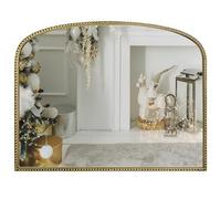Wemily Antique Gold Arched Wall Mirror - 36"x28" with Metal Beaded Frame | Decorative Accent Mirror for Fireplace, Bedroom, Living Room, Dresser, Mantle