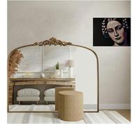 Wemily Vintage Gold Baroque Mirror - 36" x 30" - Antique Brass Arched Mirror with Full Metal Frame - Ideal for Entryway, Fireplace, Living Room, Hallway or Wall Decor