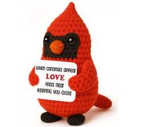 Weming Memorial Cardinal Crochet Red Bird Plush with Message Card - “When Cardinals Appear, Love Feels Near” - Remembrance & Sympathy Gift for Loss, Christmas Stocking Stuffer for Mom Dad Grandma