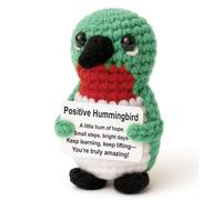 Weming Positive Encouragement - Mini Crochet Hummingbird Plush with Story Card, Handmade 8-10cm, Uplifting Teacher Student Gift, Calm Desk Decor, Year-Round Motivation, Kawaii Bird