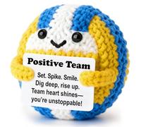 Weming Positive Team Gift - Mini Crochet Volleyball Plush with Message Card, Handmade 8-10cm, Desk Decor, Year-Round Motivation, Kawaii Sports