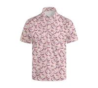 Wemkuqa Funny Golf Shirts for Men Moisture Wicking Men's Fun Golf Polo Shirts Quick-Dry Polo Shirts Short Sleeve, Pink Breast Cancer, Large