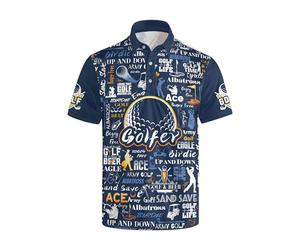Wemkuqa Funny Golf Shirts for Men Moisture Wicking Men's Fun Golf Polo Shirts Quick-Dry Polo Shirts Short Sleeve, to Golf Lovers, Large