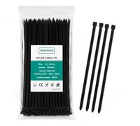 WEMNO Heavy Duty Cable Ties 7.6x400mm Pack 100 | Large Black Zip Ties | 55kg tensile | 7.6 x 400mm | 100 pack | PA66 nylon | UL94 V-2 | BS EN IEC 62275 certified | UV stabilised