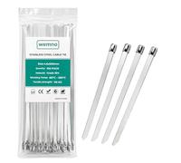 WEMNO Metal Cable Ties 4.6x300mm 100 Pack | Heavy Duty 304 Stainless Steel