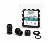 WEMNO PG9 Cable Glands IP68 Waterproof | PA6 Nylon | Pack of 10 | IP68 waterproof | PG9 thread | 4-8mm cable | PA6 nylon | CE RoHS REACH | 10 pack | locknut & gasket