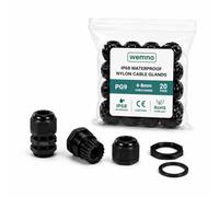 WEMNO PG9 Cable Glands IP68 Waterproof | PA6 Nylon | Pack of 20 | IP68 waterproof | PG9 thread | 4-8mm cable | PA6 nylon | CE RoHS REACH | 20 pack | locknut & gasket
