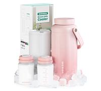 WEMOH Breast Milk Cooler Bottle-24H Double-Layer Cooling, TSA Approved, 2 Leakproof Bottles & Ice Packs, (Non-Toxic BPA) for Travel, Work, Night Pumping, Gift for New Moms (Pink)
