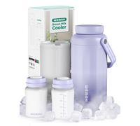 WEMOH Breast Milk Cooler Bottle-24H Double-Layer Cooling, TSA Approved, 2 Leakproof Bottles & Ice Packs, (Non-Toxic BPA) for Travel, Work, Night Pumping, Gift for New Moms (Purple)