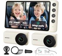 WEMOH Magnetic Dual Baby Car Camera for Two Kids with 5" 1080P IPS Monitor