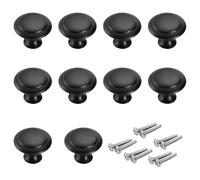 Wemoralix 10pc Black Drawer Knobs 30mm with Screws - Stainless Cabinet Handles for Wardrobes & Cupboards