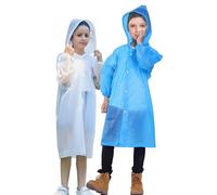 Wemoralix 2Pcs Kids Lightweight Transparent Raincoat, Waterproof EVA Ponchos with Hood & Buttons, Portable Clear Rainwear for Boys Girls 5-12