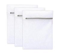 Wemoralix 3 PCS Durable Honeycomb Laundry Bags for Delicates with Zipper, Reusable Wash Bags for Laundry, Clothes, Socks, Underwear, Bra (12in x 16in)