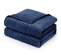 Wemore Minky Dot Weighted Blanket for Adults King Size 25 lbs, Soft Cozy Heavy Blanket for Bed and Couch, Breathable Blanket for All-Season with Glass Beads, Navy Blue 80 x 87 inches