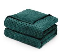 Wemore Minky Dot Weighted Blanket for Adults Queen Size 12 lbs, Soft Cozy Heavy Blanket for Bed and Couch, Breathable Blanket for All-Season with Glass Beads, Dark Green 60 x 80 inches